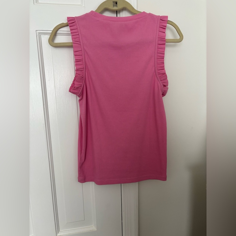 EUC J Crew Pink Ruffle Tank Top - Picture 4 of 8